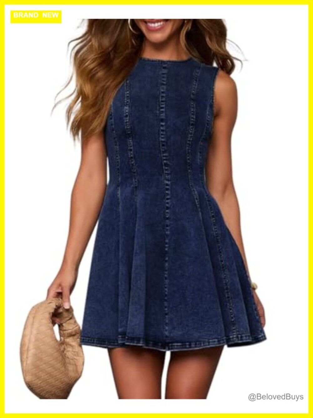 Sleeveless Denim Babydoll Dress A-Line Slim Fit Summer Jean Dress